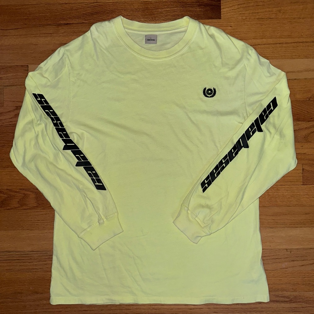 YEEZY Calabasas Frozen Yellow Long Sleeve Kanye West adidas Tee Shirt size Large